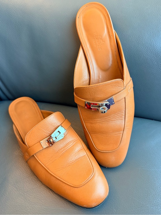 Hermes Shoes - Hermes Oz Mule slides Natural brown  Leather  Loafers Size 40